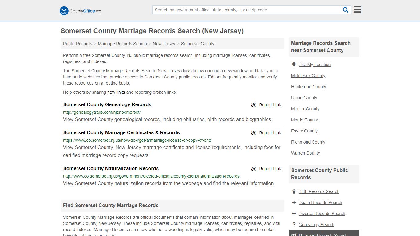 Somerset County Marriage Records Search (New Jersey) - County Office